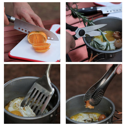9 in 1 Cooking Utensil Kit Camping Picnic Cookware Hiking Knife Spoon Fork Stove Cooking Spatula Utensils