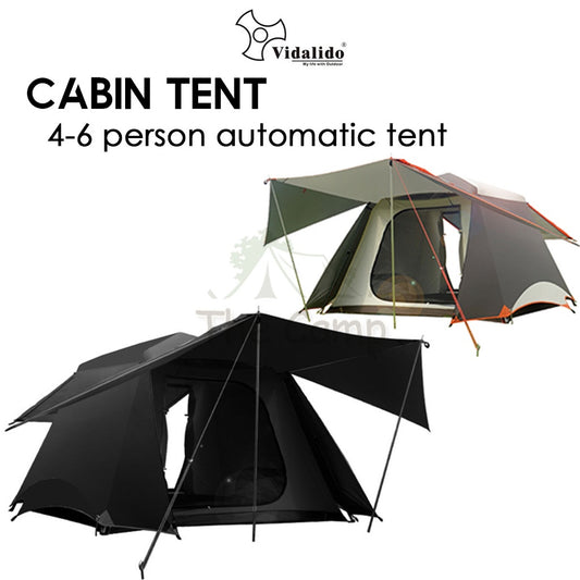 Vidalido Camping Cabin Tent Plus XL Automatic Setup Large Space 2 3 4 People Quick Fast Silver Coated Rainproof UPF50+