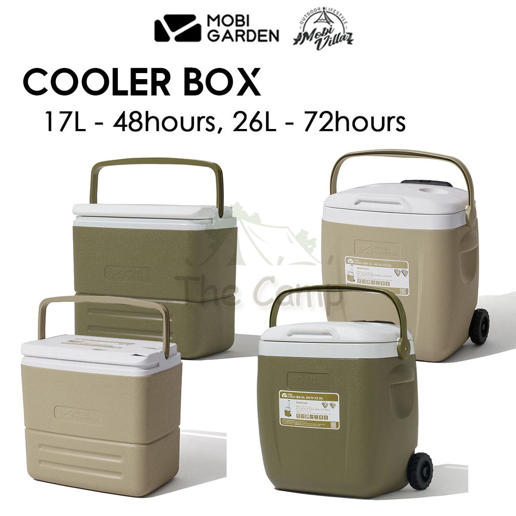 Mobi Garden Portable Cooler Box Ice Box Camping Outdoor Picnic Insulated Food Trolley Storage Box 17L 26L Freezer