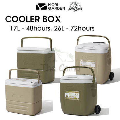 Mobi Garden Portable Cooler Box Ice Box Camping Outdoor Picnic Insulated Food Trolley Storage Box 17L 26L Freezer