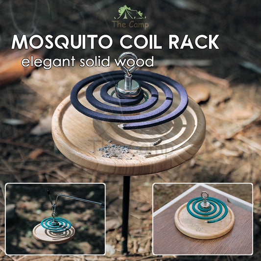 Outdoor Camping Mosquito Coil Rack Holder with Magnetic Box Solid Wood Repellent Incense Tent Flysheet Pole Chair Peg