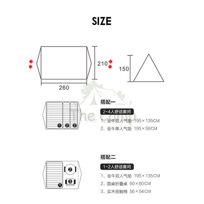 Mobi Garden Era 150 Tent Large Space 2 3 4 People Quick Fast Rainproof Outdoor Camping Browns Naturehike