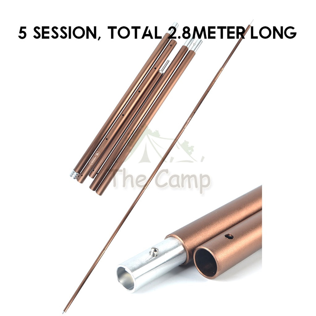 Camping Flysheet Tarp Adjustable Pole 26mm 2mm Heavy Duty Rod Tent Aluminium Long 2.8m Stand Awning Canvas Canopy Tiang