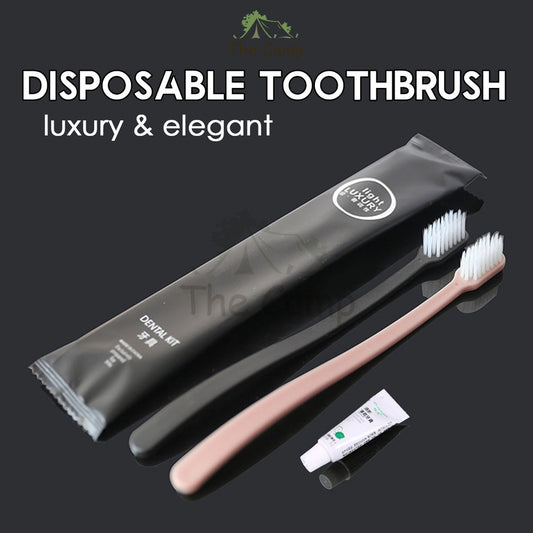 Luxury Elegant Disposable Toothbrush Set Dental Kit with Toothpaste Premium Set For Airbnb Hotel Camping Rose Gold Black