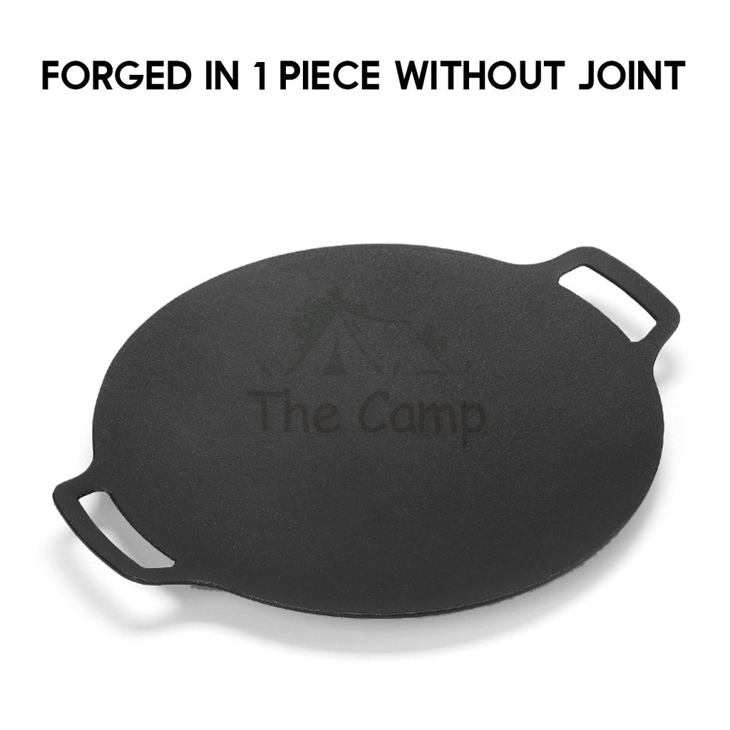 Outdoor Camping Cast Iron Grill Pan Large Round Diecast Nonstick Plate BBQ Picnic Cookware Frying Pot Cooking Wok