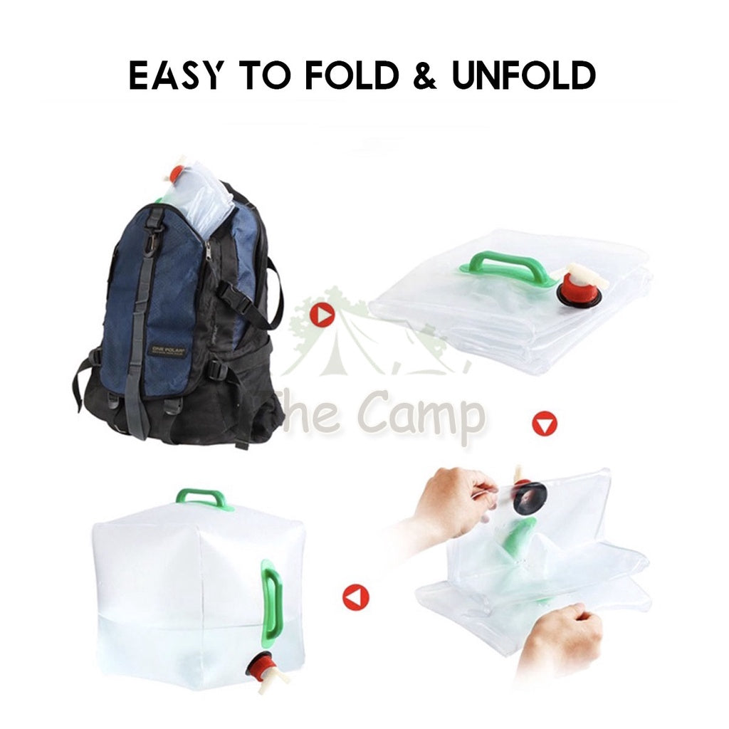 Camping Portable Water Bucket Foldable Collapsible Bag Carrier Container 10L 20L Tap PVC Picnic Fishing Hiking