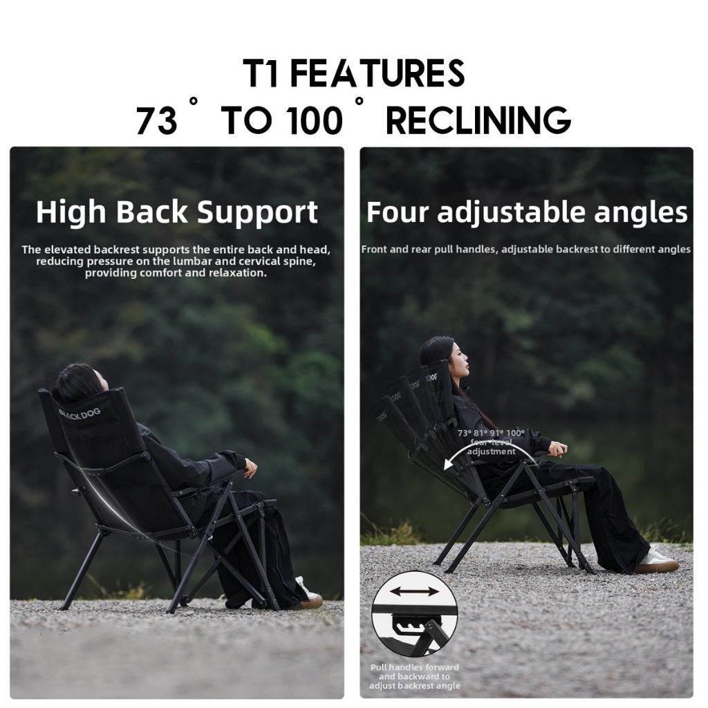 Blackdog T1 Recliner Chair Portable Adjustable Arm Rest Reclining Outdoor Camping High Back CBD2550JJ053 CBD2450JJ042
