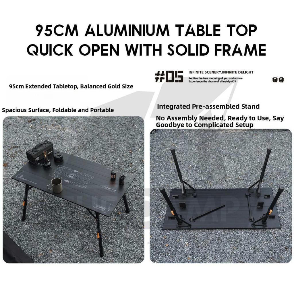 Shinetrip 4 Fold Table Adjustable Height Aluminium Alloy 1 piece Design Tactical Side Expansion IGT Panel A599