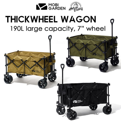 Mobi Garden Camping Portable Wagon Cart 10cm Thick Wheel 7 Inch 190L Litre Fast Easy Folding Trolley Naturehike