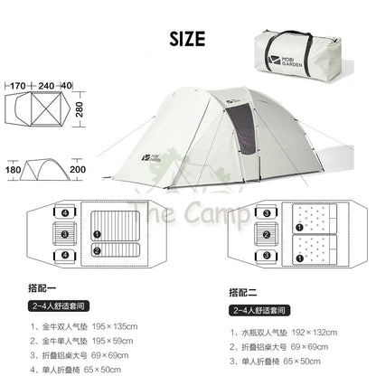 Mobi Garden Back Room Tent 1 Hall 1 Room Large Space 4 5 6 People Quick Fast Rainproof Outdoor Camping Browns Naturehike