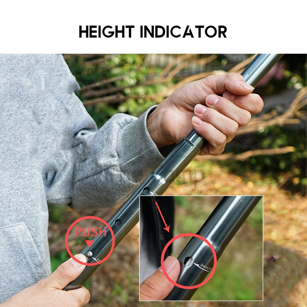 Telescopic Adjustable Flysheet Pole 2.4meter Camping Aluminium Alloy Lightweight Tent Stand Bag Nail Peg CLS