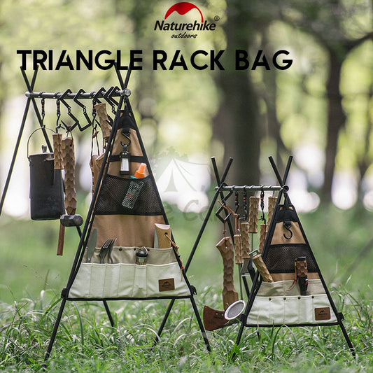 Naturehike Triangle Rack Side Bag Hanging Storage Camping Picnic Tripod Outdoor Cutlery Organizer Peg Flysheet Nail Rope