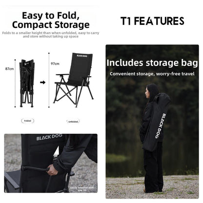 Blackdog T1 Recliner Chair Portable Adjustable Arm Rest Reclining Outdoor Camping High Back CBD2550JJ053 CBD2450JJ042