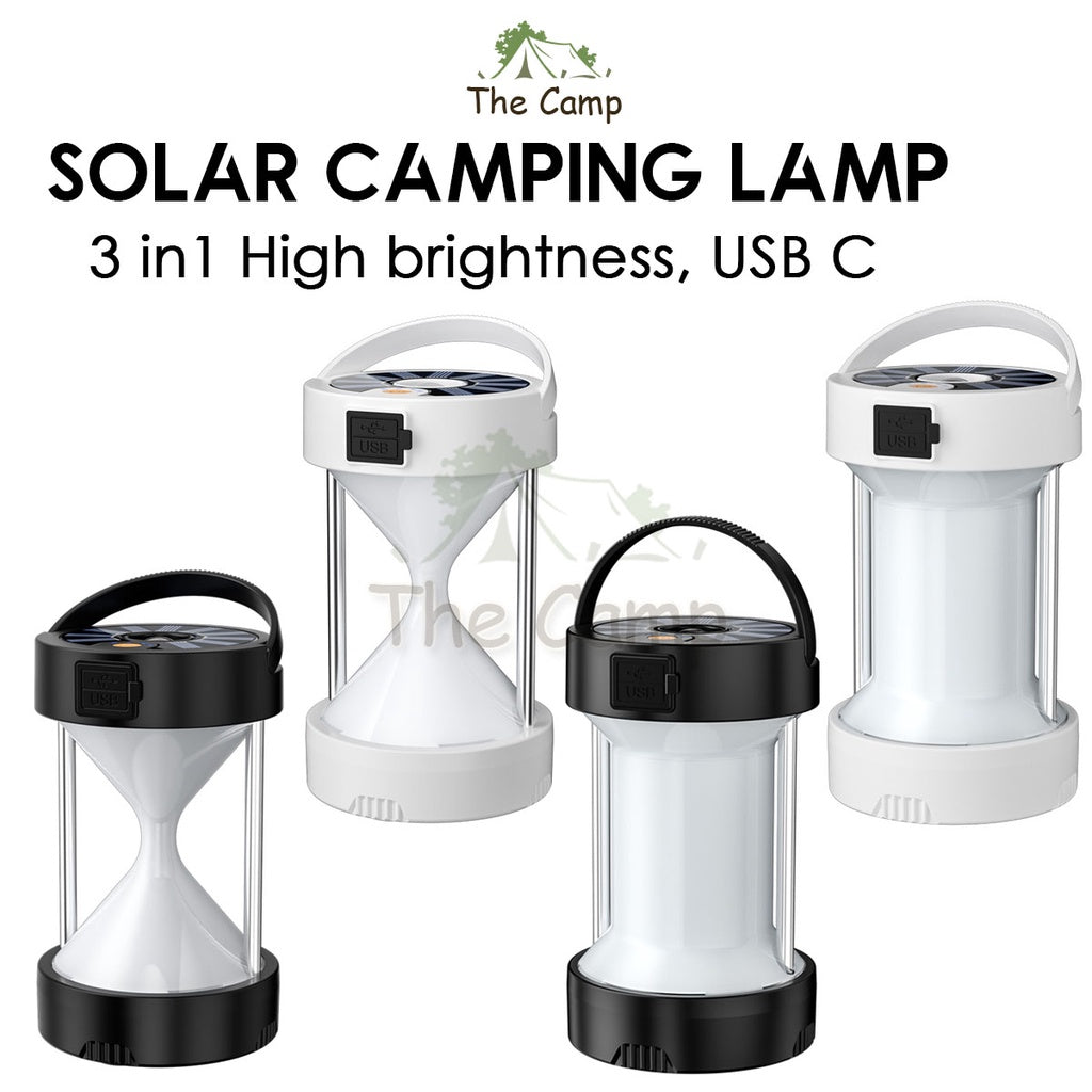 Outdoor Solar LED Lantern Light Daylight High Brightness USB Rechargeable Type C Magnet Base Camping Hiking Fishing