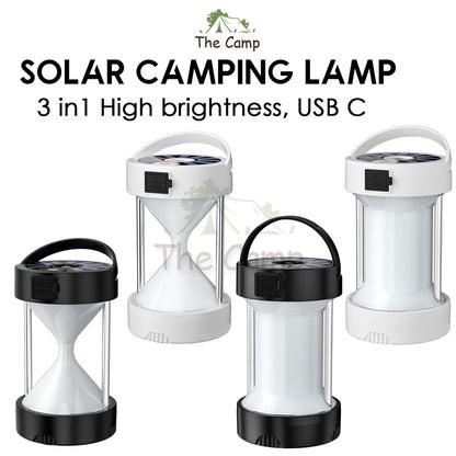 Outdoor Solar LED Lantern Light Daylight High Brightness USB Rechargeable Type C Magnet Base Camping Hiking Fishing