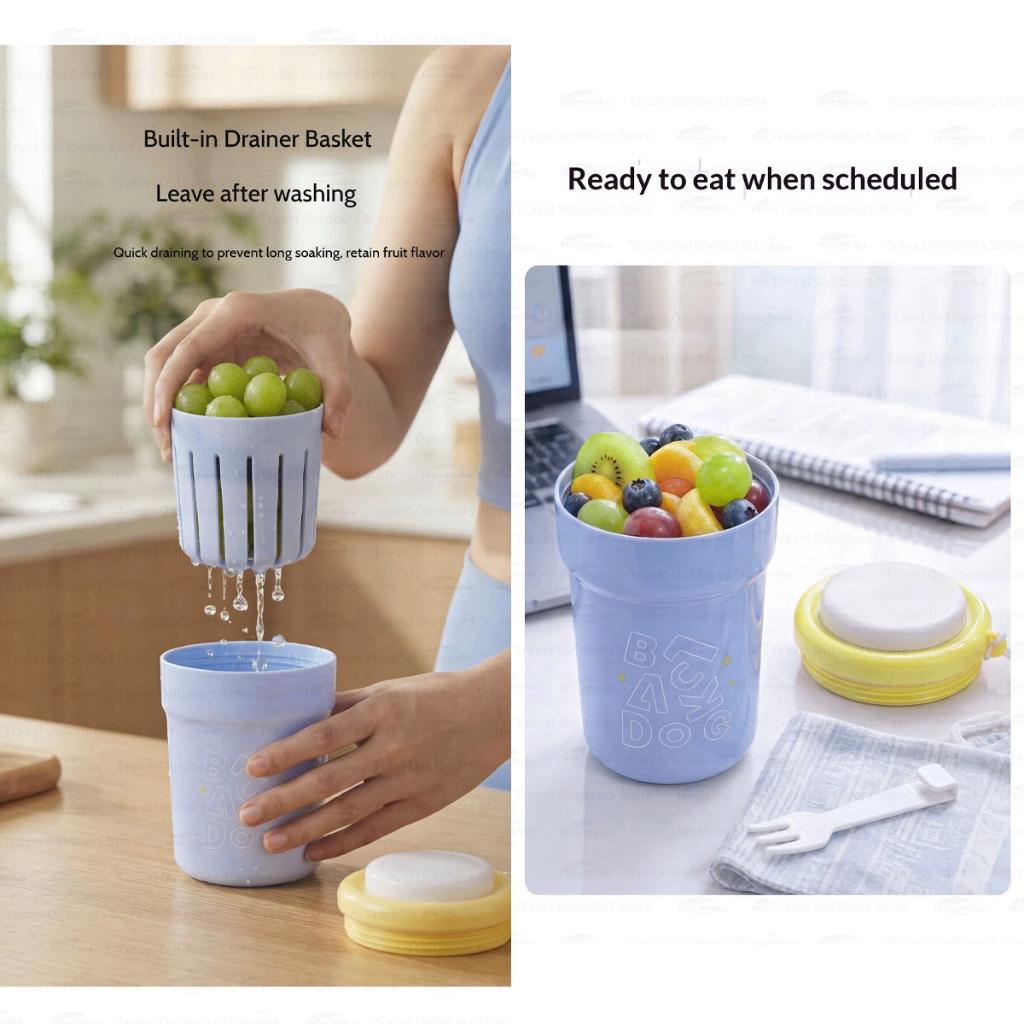 Blackdog Thermos Cup Double Layer Cup For Fruit Coffee Ice Pack Fork Keep Warm Cold Outdoor Camping Picnic CBD2650CF013