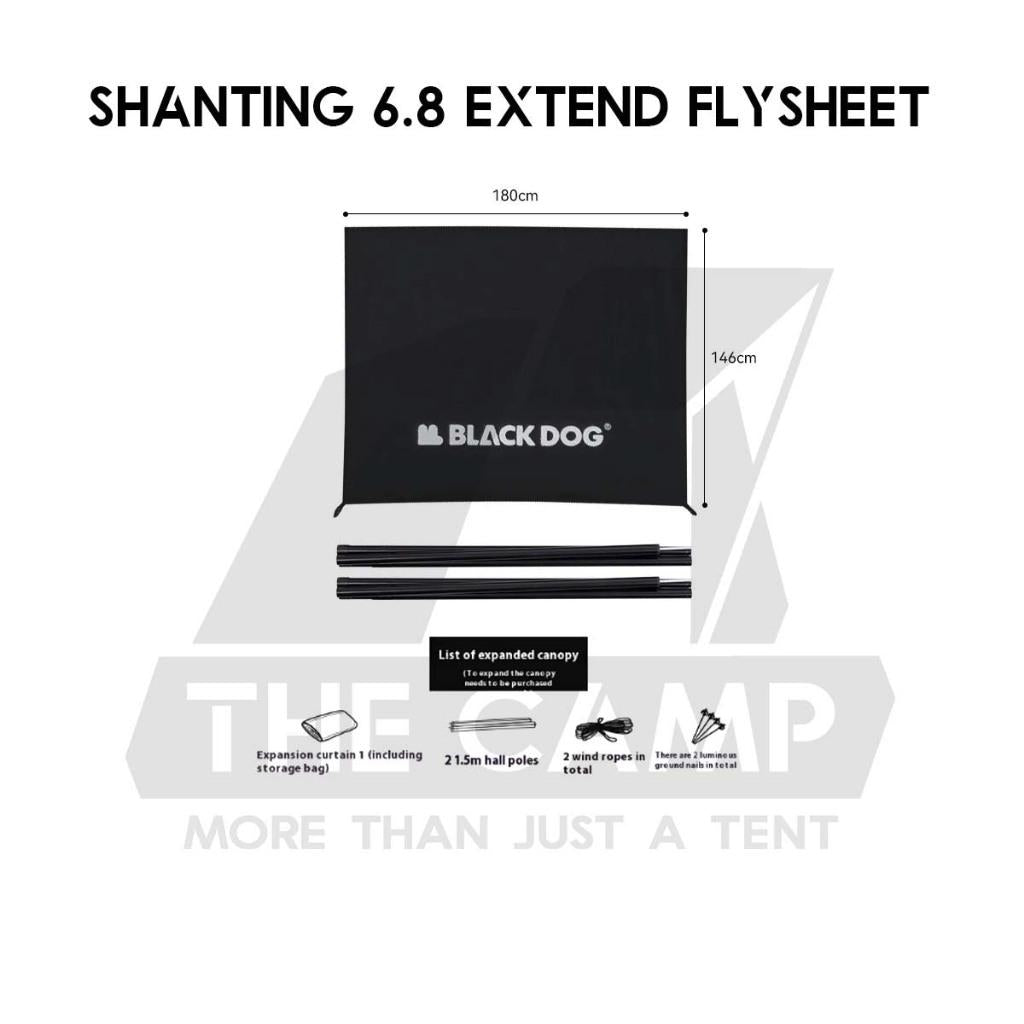 Blackdog ShanTing 6.8 Manual Tent Easy Set Up Outdoor Camping Fly Sheet Extension Black Coating PU5000 CBD2450WS050