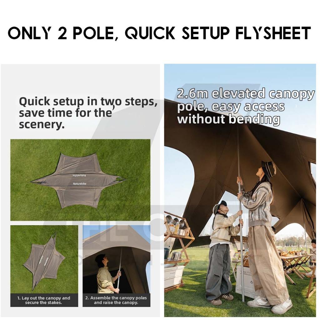 Naturehike Cloud Skies PRO 860 960 Tarp Flysheet TiBlack Coating Outdoor Camping Waterproof Awning Mesh CNK2650WS023