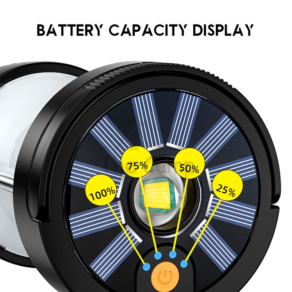 Outdoor Solar LED Lantern Light Daylight High Brightness USB Rechargeable Type C Magnet Base Camping Hiking Fishing