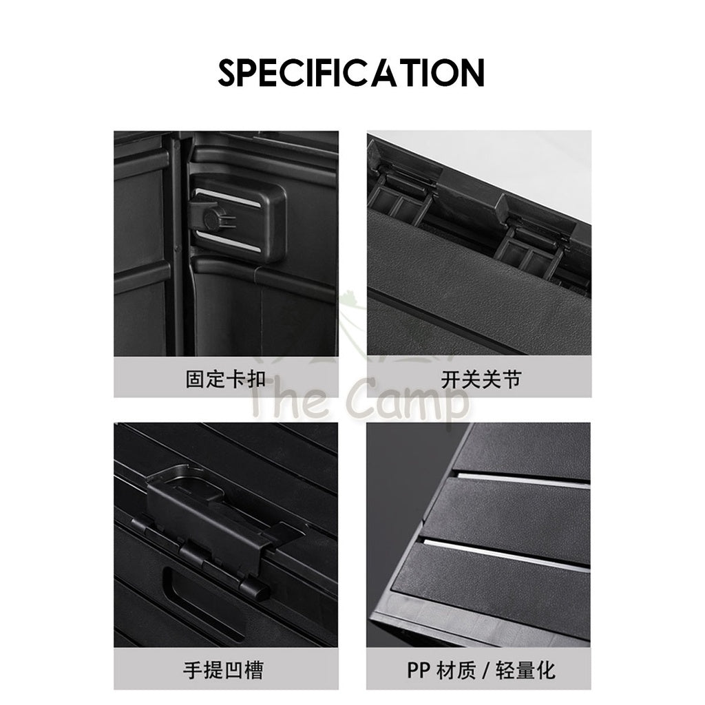 Blackdog Camping Folding Storage Box 60L Foldable Multipurpose Black Box with Table Top Chair Tent Flysheet Bed