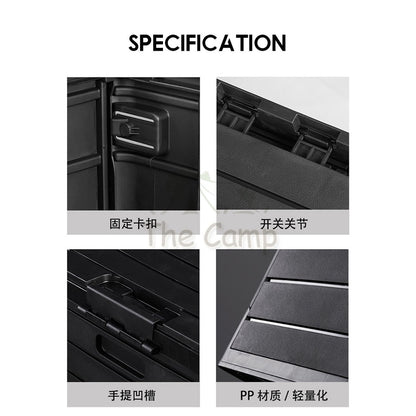 Blackdog Camping Folding Storage Box 60L Foldable Multipurpose Black Box with Table Top Chair Tent Flysheet Bed