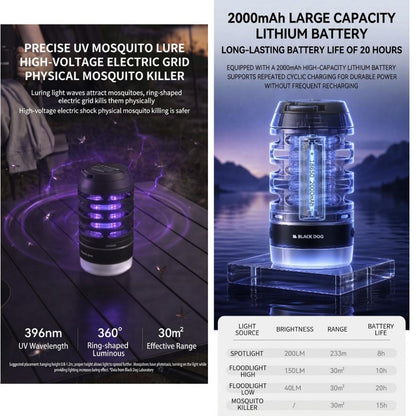 Blackdog Mosquito Killer Lamp UV Outdoor Camping Tent Light Lantern Portable Electric Shock Killing CBD2650ZM011