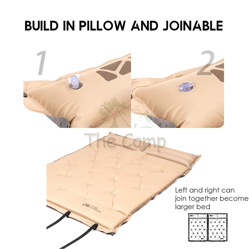 Mobi Garden Sponge Auto Inflation Bed Camping Mattress Inflatable Triple Outdoor Tent Foldable Family Naturehike