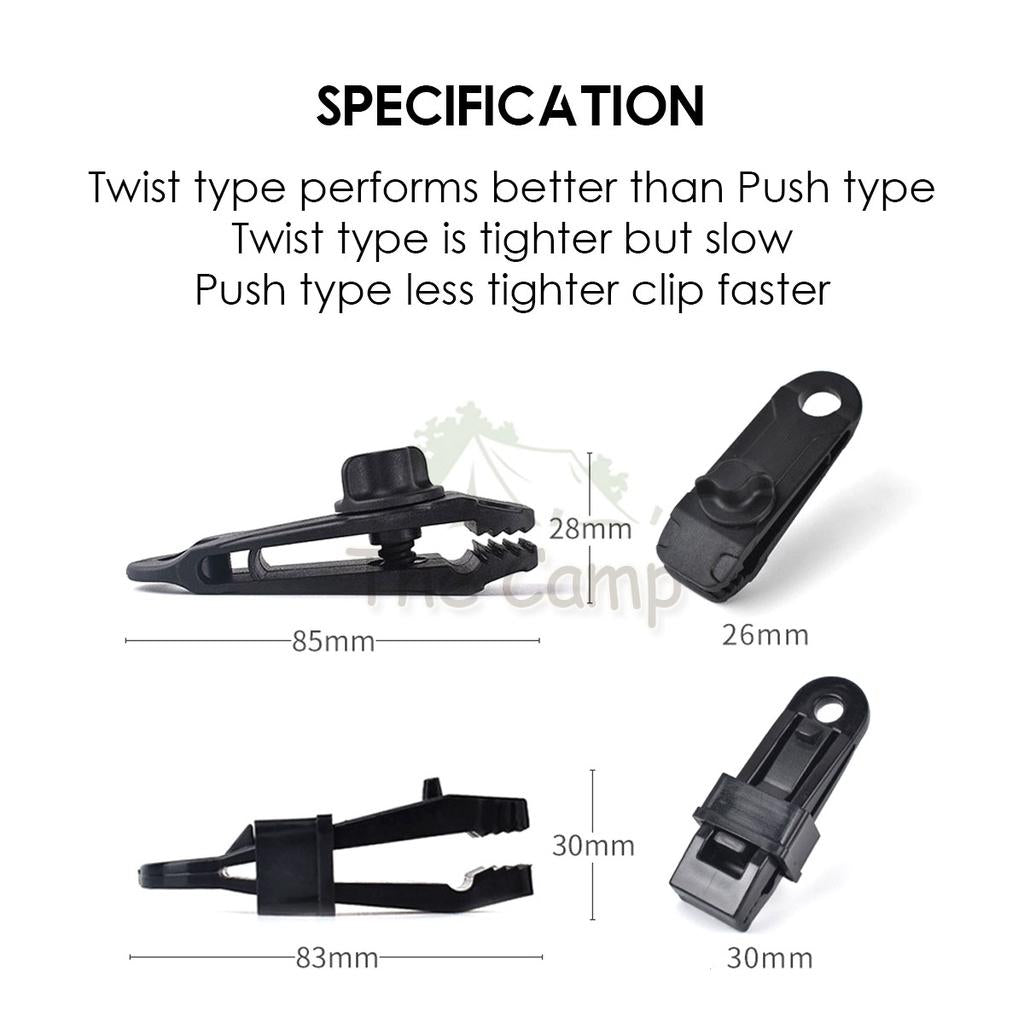 Heavy Duty Flysheet Clip Tarp Clip Tent Crocodile Clip Shark Clamp Outdoor Tarpaulin Clips Awning Paracord Rope