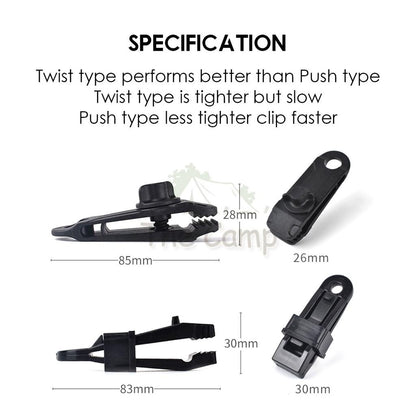 Heavy Duty Flysheet Clip Tarp Clip Tent Crocodile Clip Shark Clamp Outdoor Tarpaulin Clips Awning Paracord Rope
