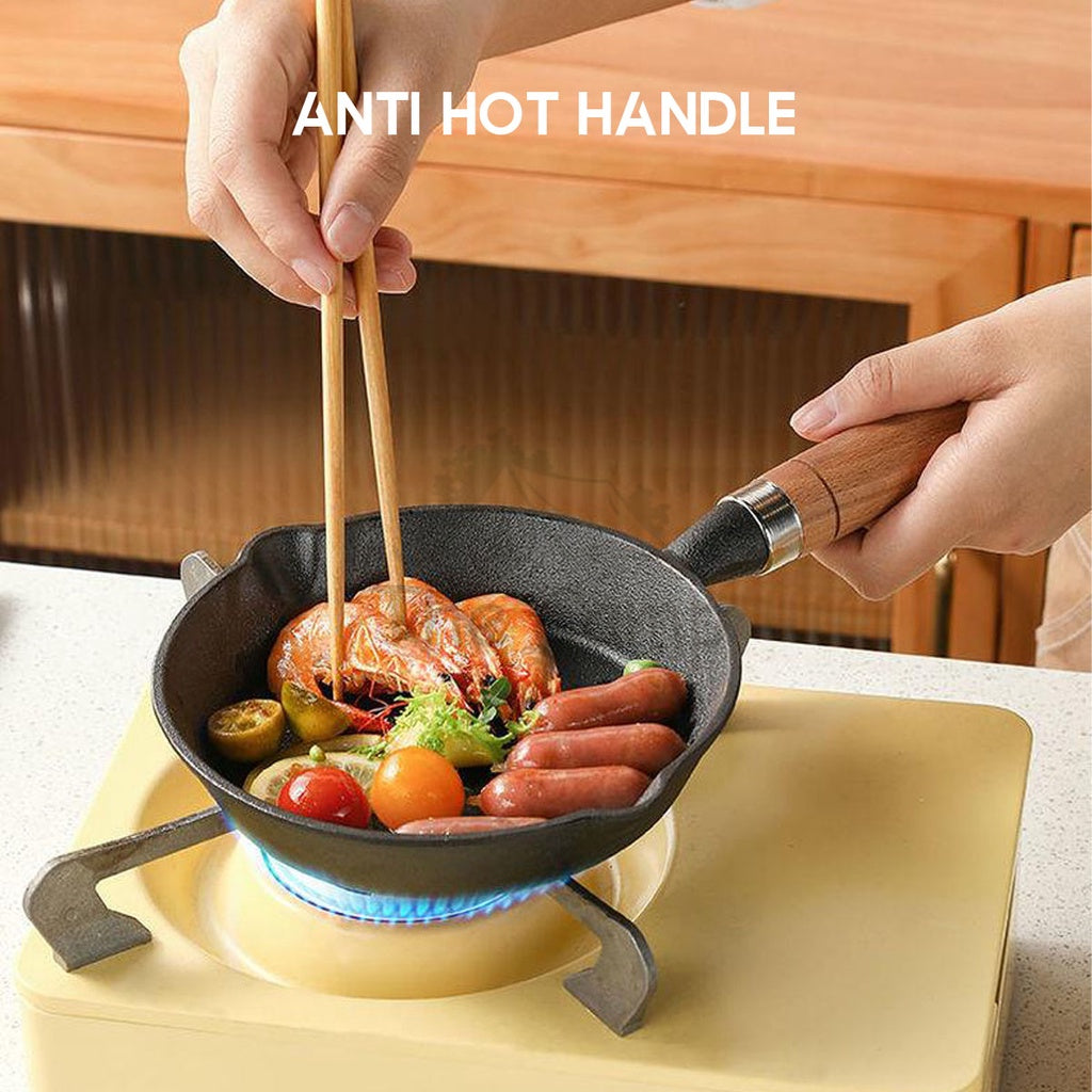 Cast Iron Skillet Grill Pan Frying Egg Pan Non Stick Square Steak Pan Camping Picnic No Coating Silicone Handle Grip