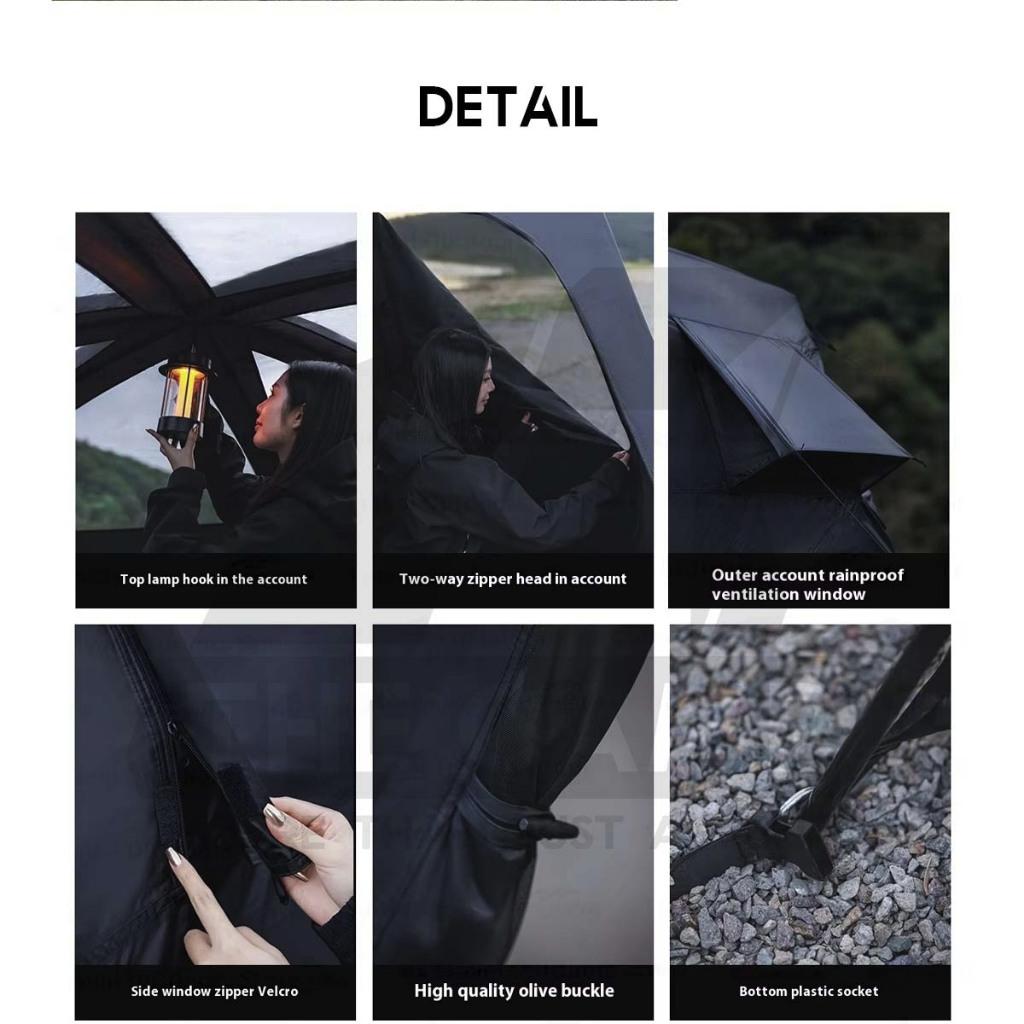 Blackdog ShanTing 6.8 Manual Tent Easy Set Up Outdoor Camping Fly Sheet Extension Black Coating PU5000 CBD2450WS050