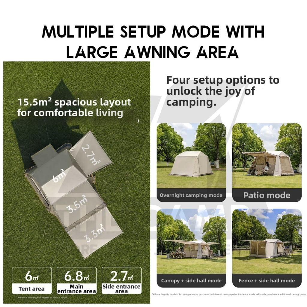 Naturehike Village 6 Air Tent Standard / Flagship Model Inflation Pump Outdoor Camping Khemah Angin CNK2650WS037