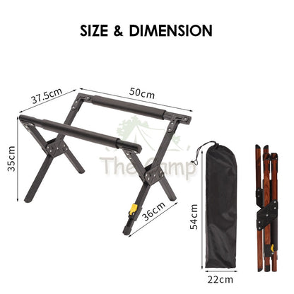 Outdoor Camping Adjustable Aluminium Folding Cooler Box Stand Screw Clip Type Solid Wood Ice Bucket Storage Bag Rack