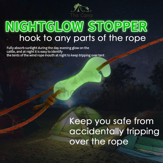 Camping Glow In The Dark Rope Tensioner String Guard Luminous Fluorescent Hanging Warning Safety Light Peg Nail Tent