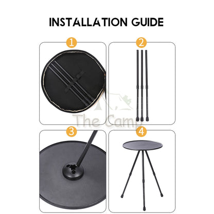 Adjustable Height Camping Small Round Table Picnic Aluminium Alloy ABS Stool Chair Tent Flysheet Tarp Pole Nail Peg Rope