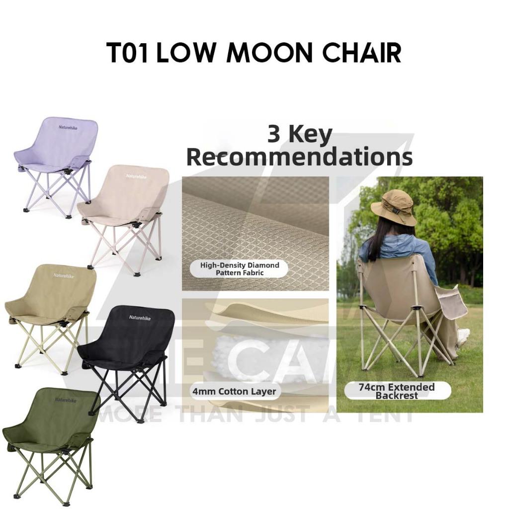 Naturehike T01 Low Back Moon Chair Outdoor Camping Widened Extra High Armchair Kerusi Healing CNH23JU13002