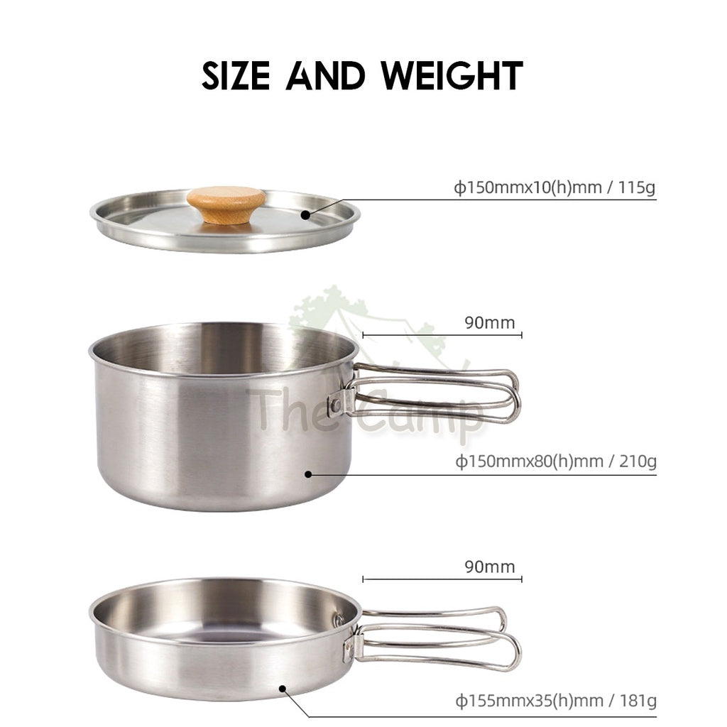 CLS Camping Cooking Pot Set 2 In 1 Cook Outdoor Lightweight Hiking Family Pots Tent Pole Peg Cookware Naturehike