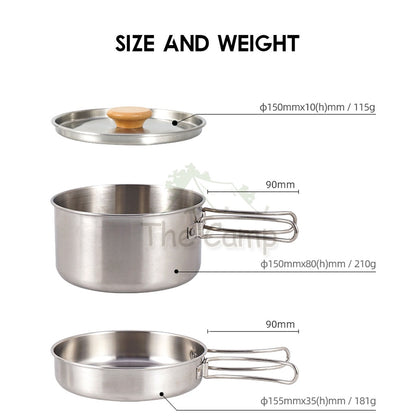 CLS Camping Cooking Pot Set 2 In 1 Cook Outdoor Lightweight Hiking Family Pots Tent Pole Peg Cookware Naturehike
