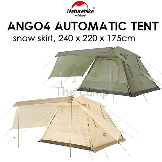 Naturehike Ango 4 Automatic Camping Tent UPF50 Version Large Capacity Outdoor Chair Flysheet Table Tarp Peg Nail Pole