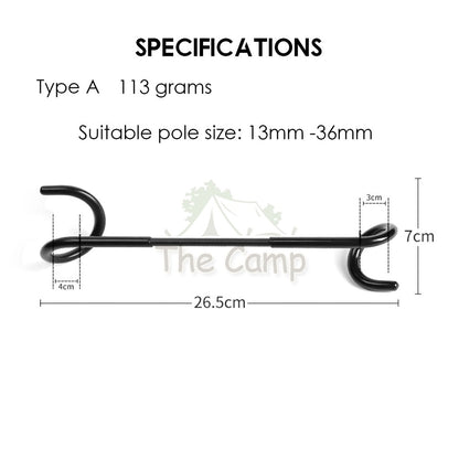 Camping 2-way Lamp Hanger Multipurpose Hook Aluminum Alloy Post Tent Pole Lantern Light Holder Portable Anti Slip