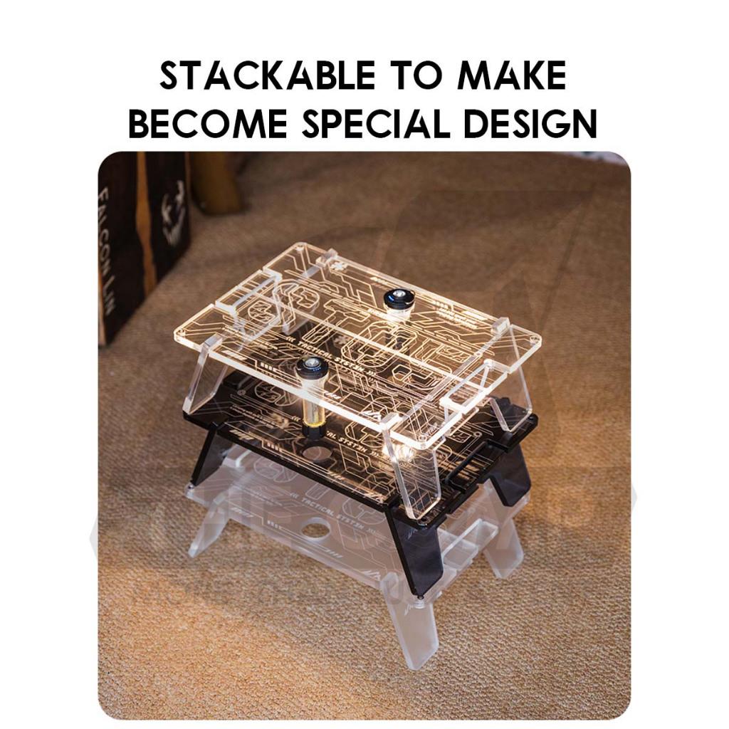 Shinetrip Arcylic IGT Panel / Stool Coffee Table Tactical Style Module Expansion Light Lamp Transparent Black Meja A568
