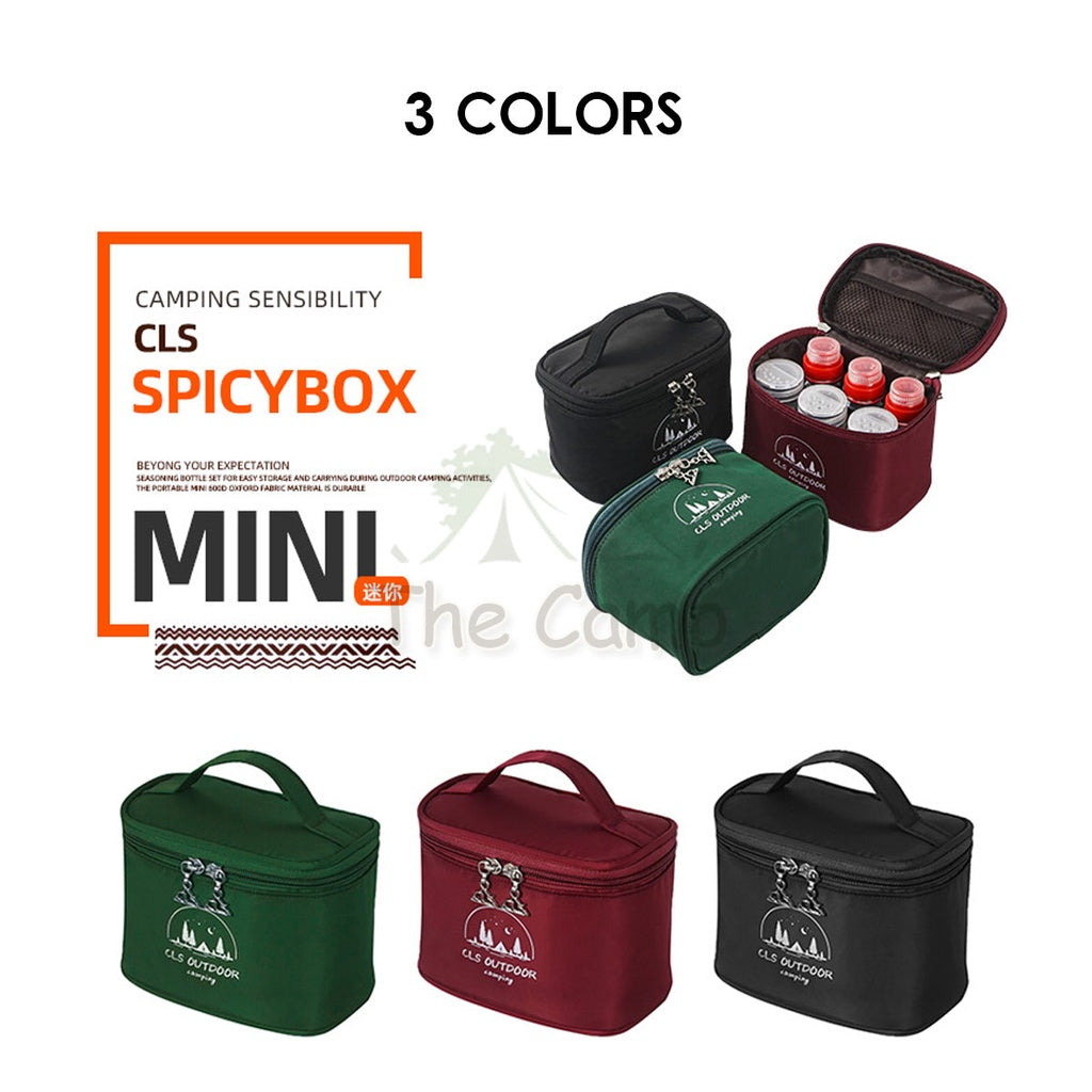CLS Outdoor Camping Ingredient Storage Bag with 6 Bottle Jar Container Spice Foldable Compact Hiking Cooking Fishing