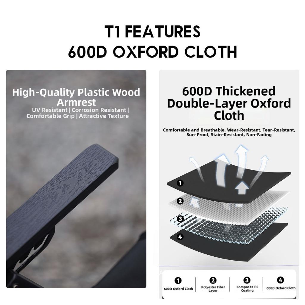 Blackdog T1 Recliner Chair Portable Adjustable Arm Rest Reclining Outdoor Camping High Back CBD2550JJ053 CBD2450JJ042
