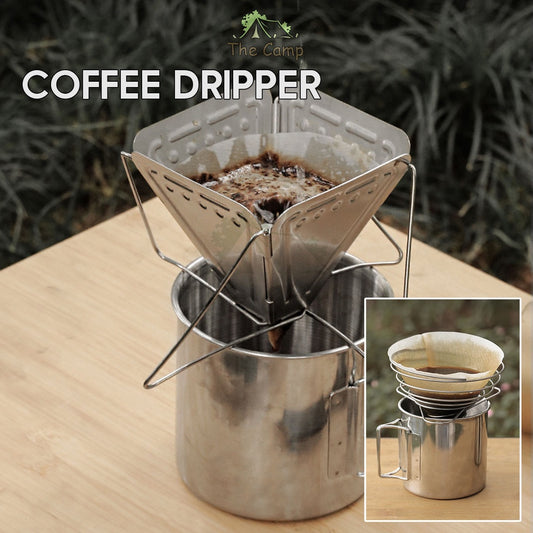 Portable Coffee Filter Dripper Holder Stainless Steel Outdoor Reusable Foldable Rack Camping Hiking Penapis
