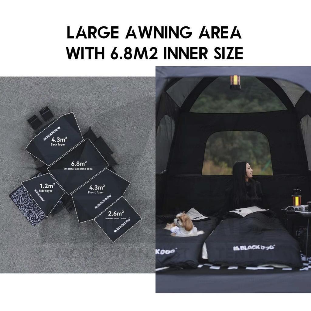 Blackdog ShanTing 6.8 Manual Tent Easy Set Up Outdoor Camping Fly Sheet Extension Black Coating PU5000 CBD2450WS050