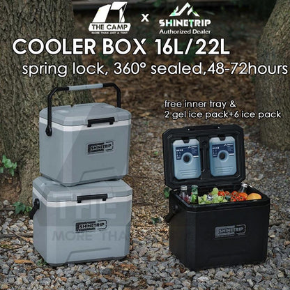 Shinetrip Cooler Box Portable Ice Box 16L 22L Spring Locking 72 hours Cooling Outdoor Camping Peti Ais A608