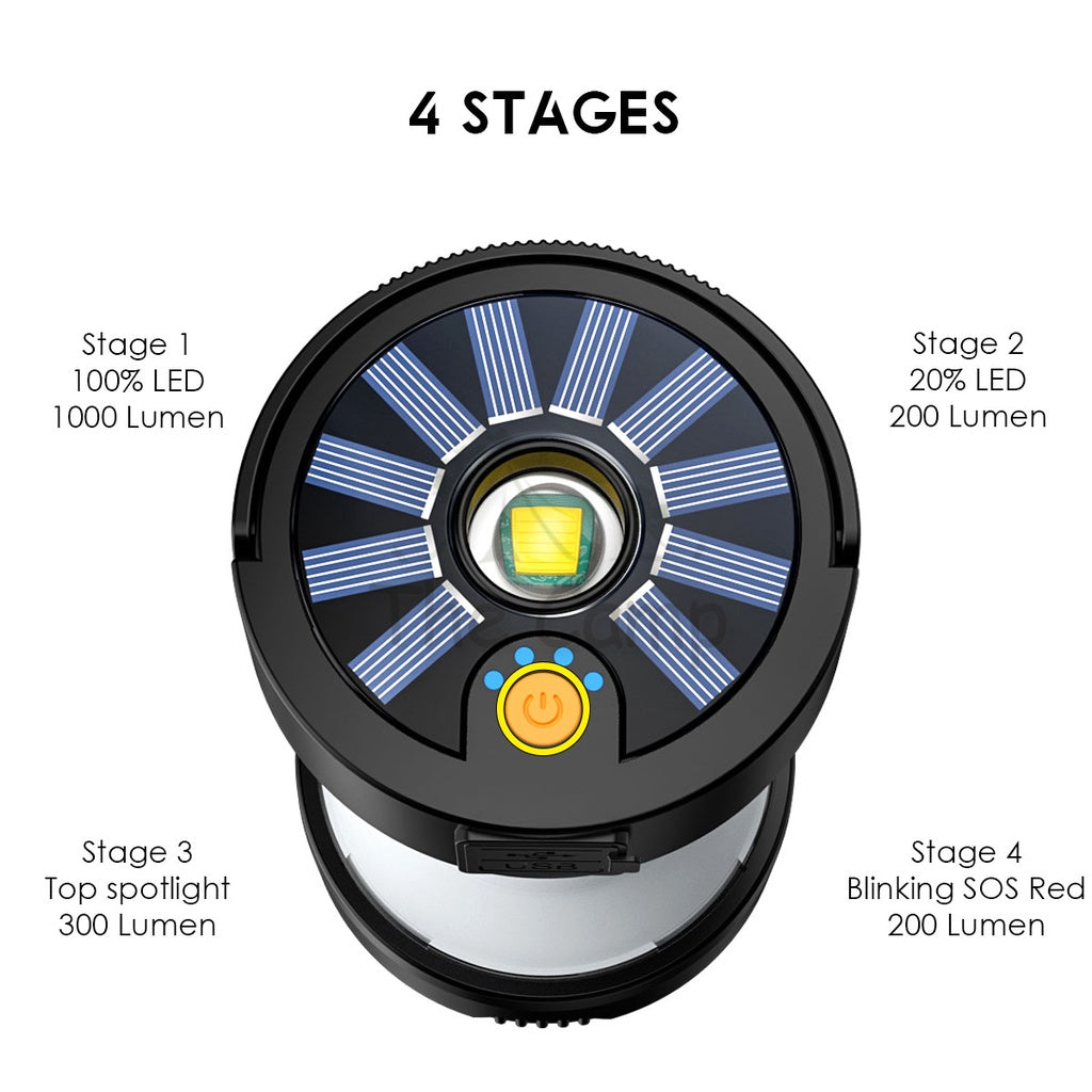 Outdoor Solar LED Lantern Light Daylight High Brightness USB Rechargeable Type C Magnet Base Camping Hiking Fishing