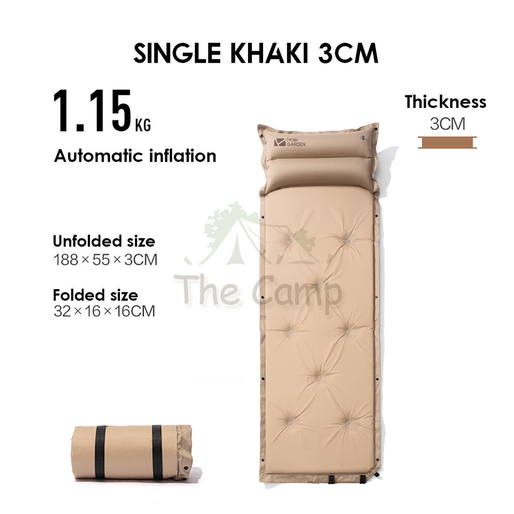 Mobi Garden Sponge Auto Inflation Bed Camping Mattress Inflatable Single Outdoor Tent Foldable Family Naturehike