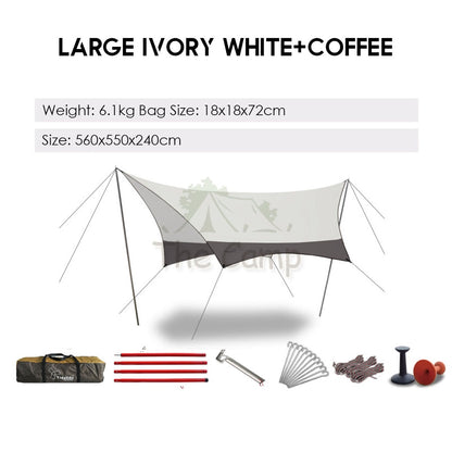VIDALIDO Butterfly Tarp Flysheet Medium Large Silver Coating Black Coated Camping Waterproof Shelter Tent Awning