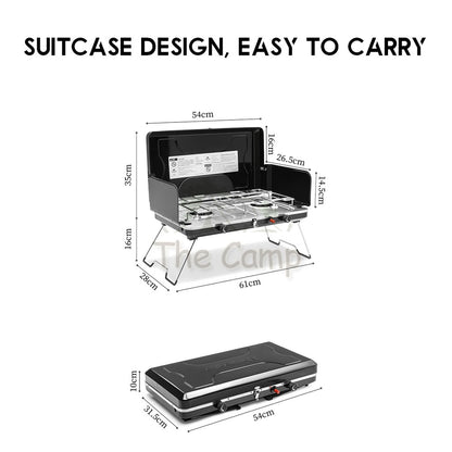 Naturehike Portable Suitcase Double Head Furnace Gas Stove Foldable 3000W Outdoor Camping Folding Burner BBQ NH22RJ001